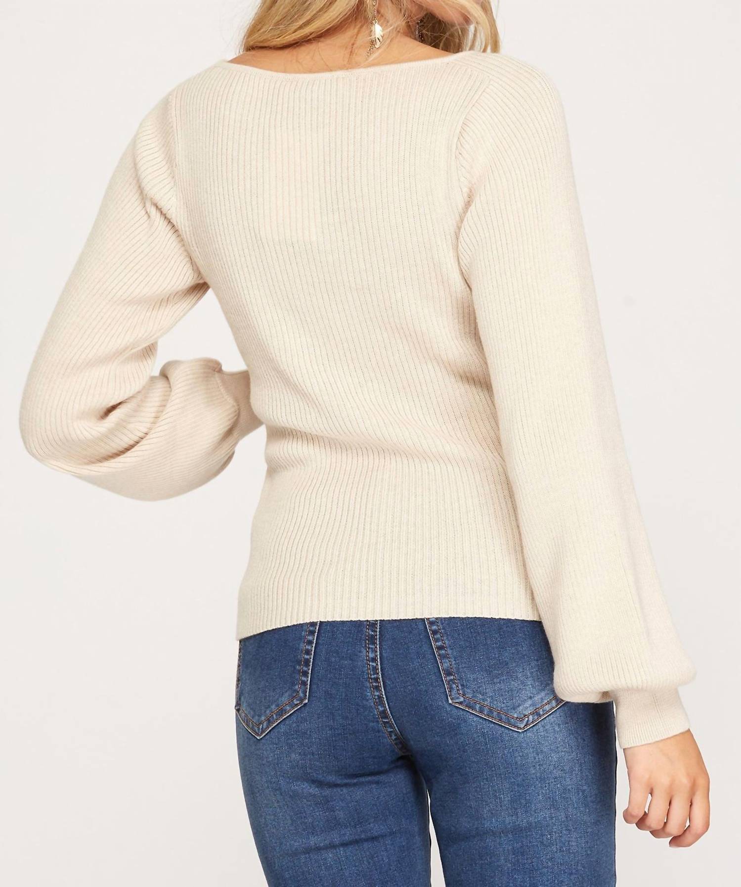 She + Sky - Long Sleeve Knit Sweater Top