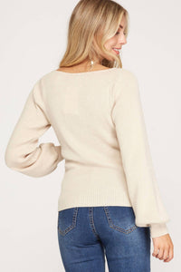 She + Sky - Long Sleeve Knit Sweater Top