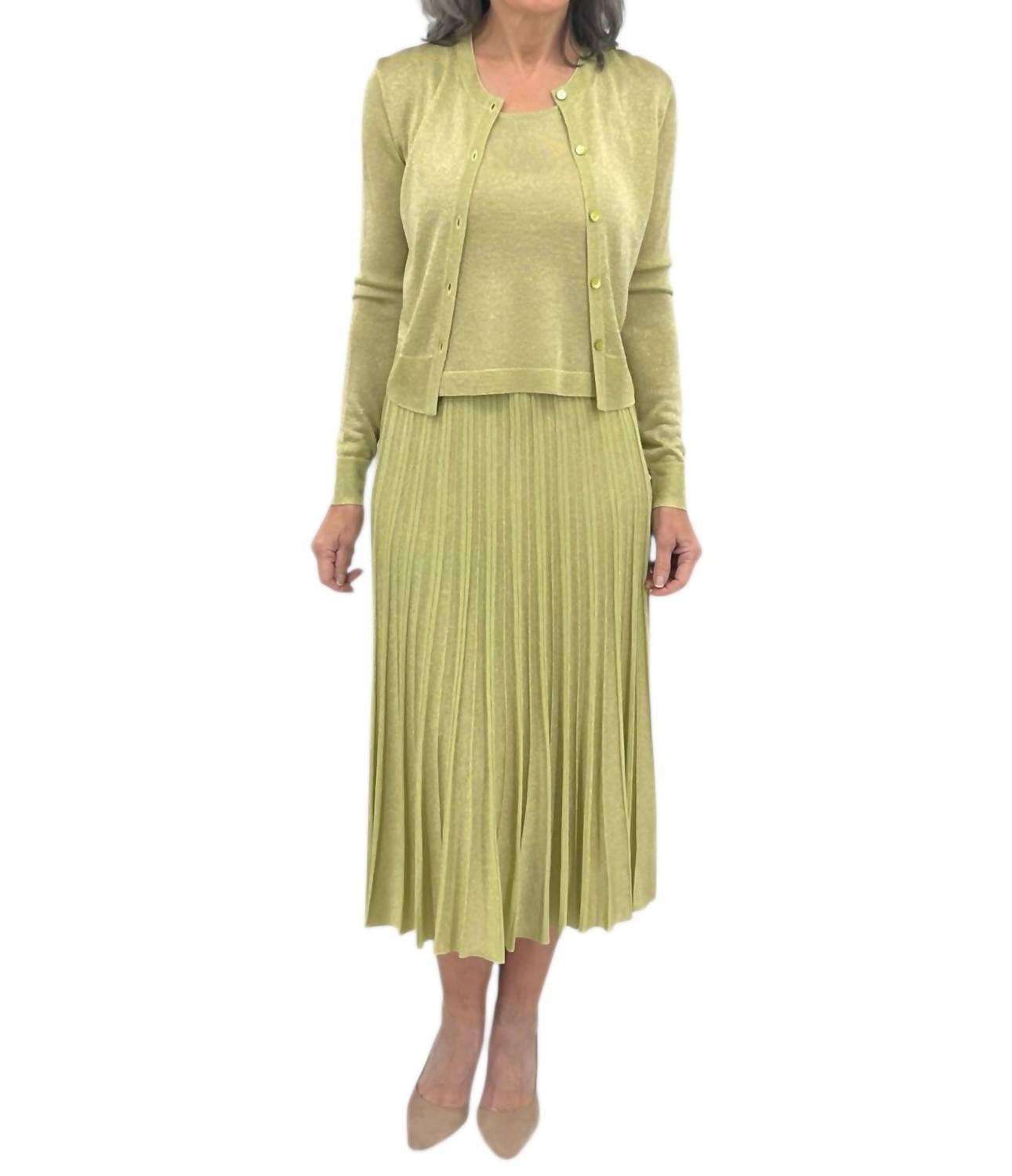 Maison Lurex Women's Gala Lurex Skirt in lime - women's skirt - view 4