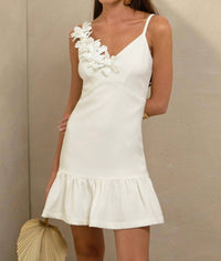 Adelyn Rae - Mirabel Floral Applique Ruffle Mini Dress