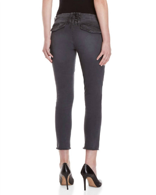 Pam & Gela - Distressed Raw Hem Lace Up Detail Skinny Pants