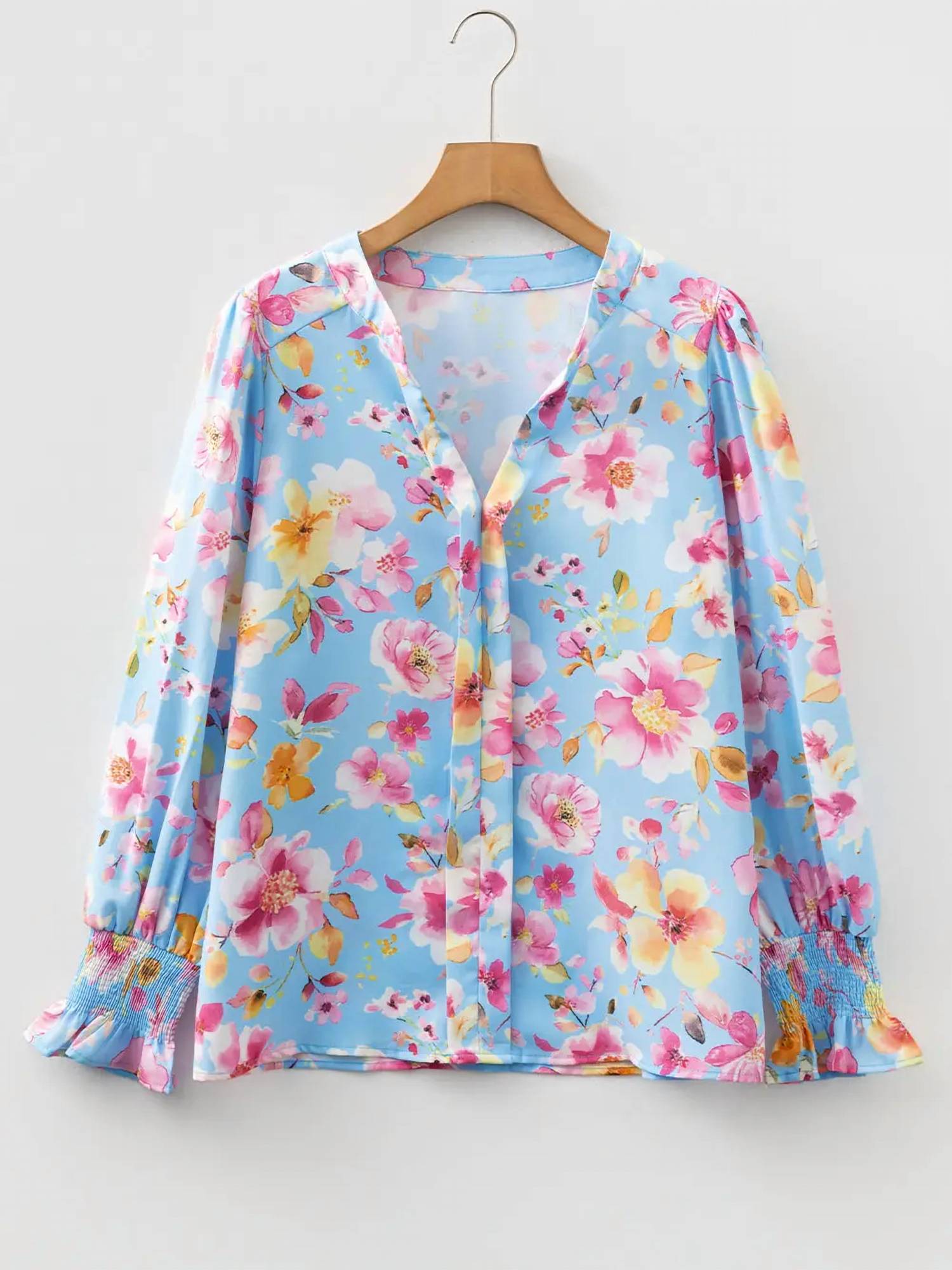 Everyday The Label - Women's Meadow Floral Smocked V-neck Blouse