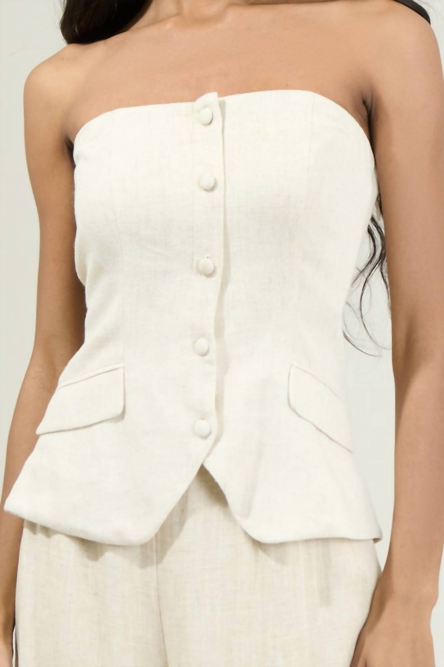 Sugarlips - Candida Strapless Button Up Top