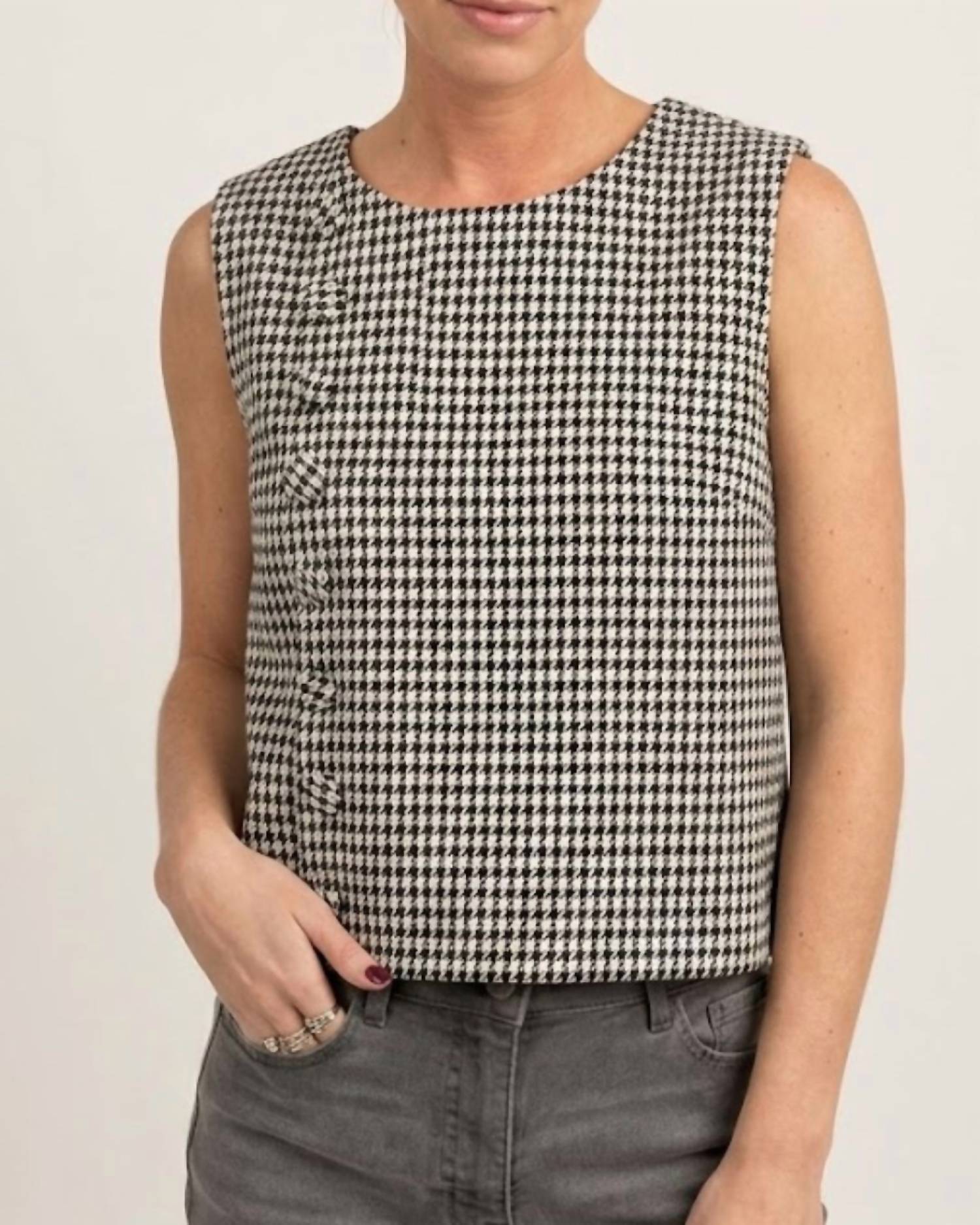 Pretty Follies - Houndstooth Sleeveless Top