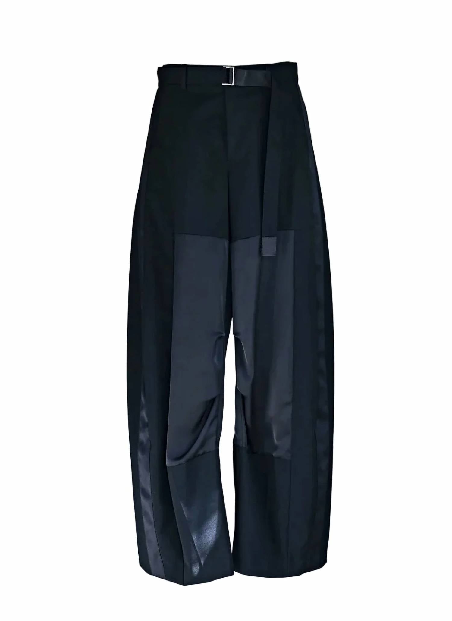 Sacai - Women's Belted Suiting Wool And Satin Barrel Pant