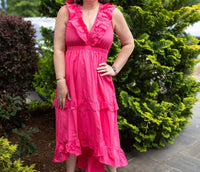 Peach Love - Ruffled High-low Midi Dress