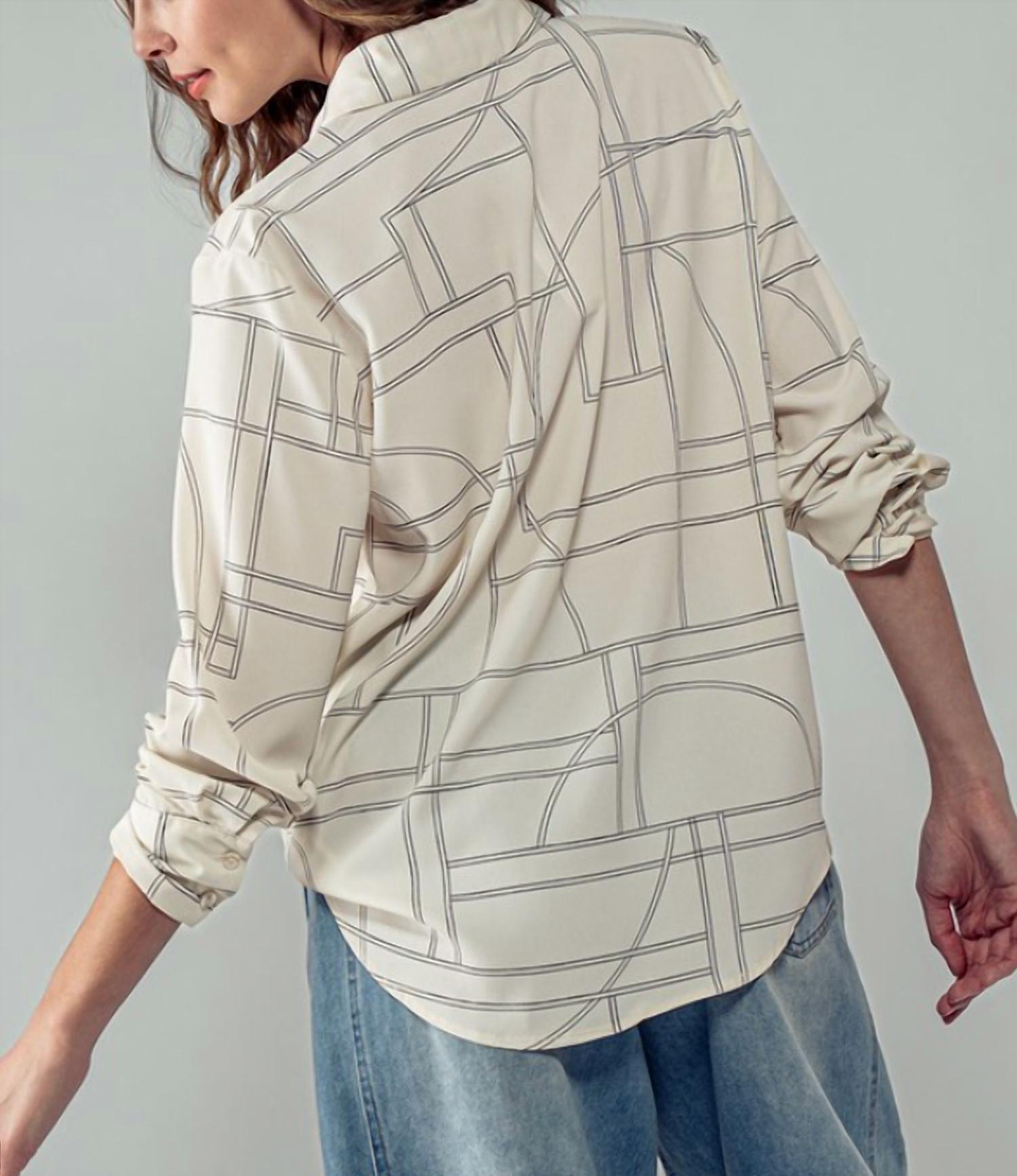 Urban Daizy - Chloe's Geo Print Button-Down Shirt