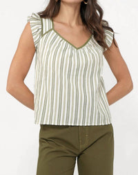 Greylin - Olga Stripe Flutter Sleeve Top