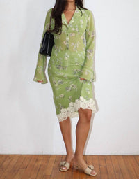 Bailey Rose - Fawn Floral Lace Trim Midi Skirt