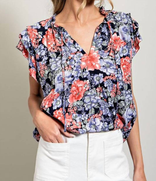 Ee:Some - DRAWSTRING FLORAL TOP