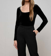 L'Agence Jelena Velvet Top in black - women's long sleeve top