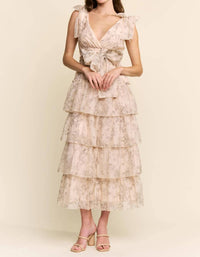 J.Nna - Floral Tiered Midi Dress