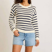 TOMMY BAHAMA Pebblestone Bay Stripe Crewneck Sweater in coconut - women's sweater
