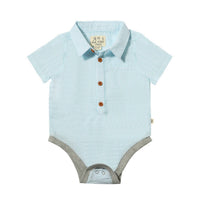 Me & Henry - Boy's Helford Woven Seersucker Onesie