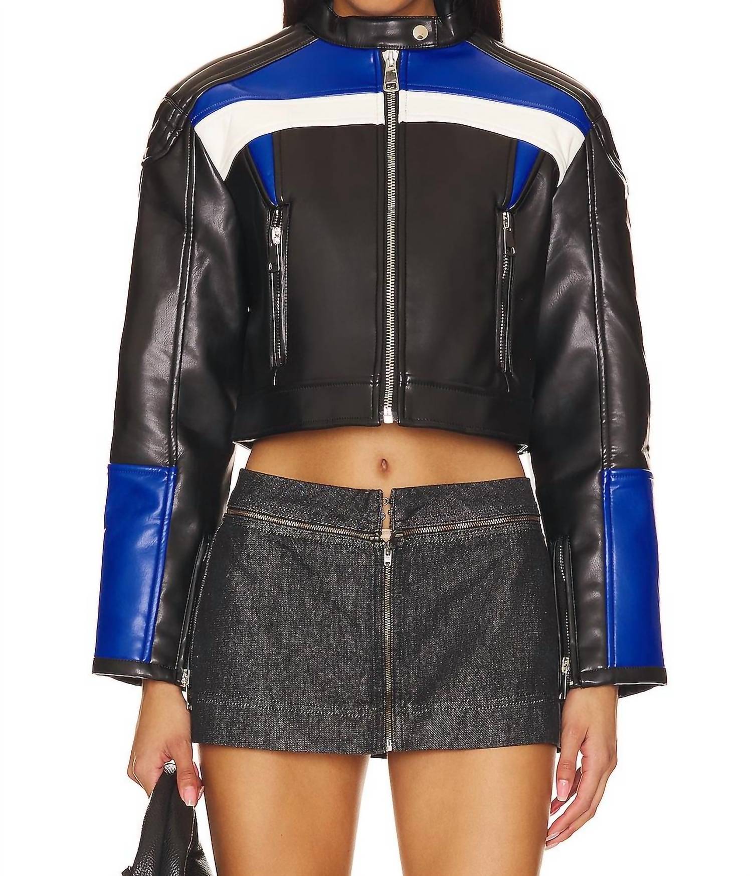 Lioness Nueve Biker Jacket in black blue - women's jacket