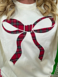 She + Sky - Plaid Bow Accent Top