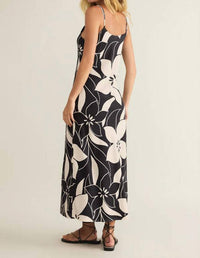 Z Supply Women's Cecily Madero Maxi Dress in black - women's dress - detail view