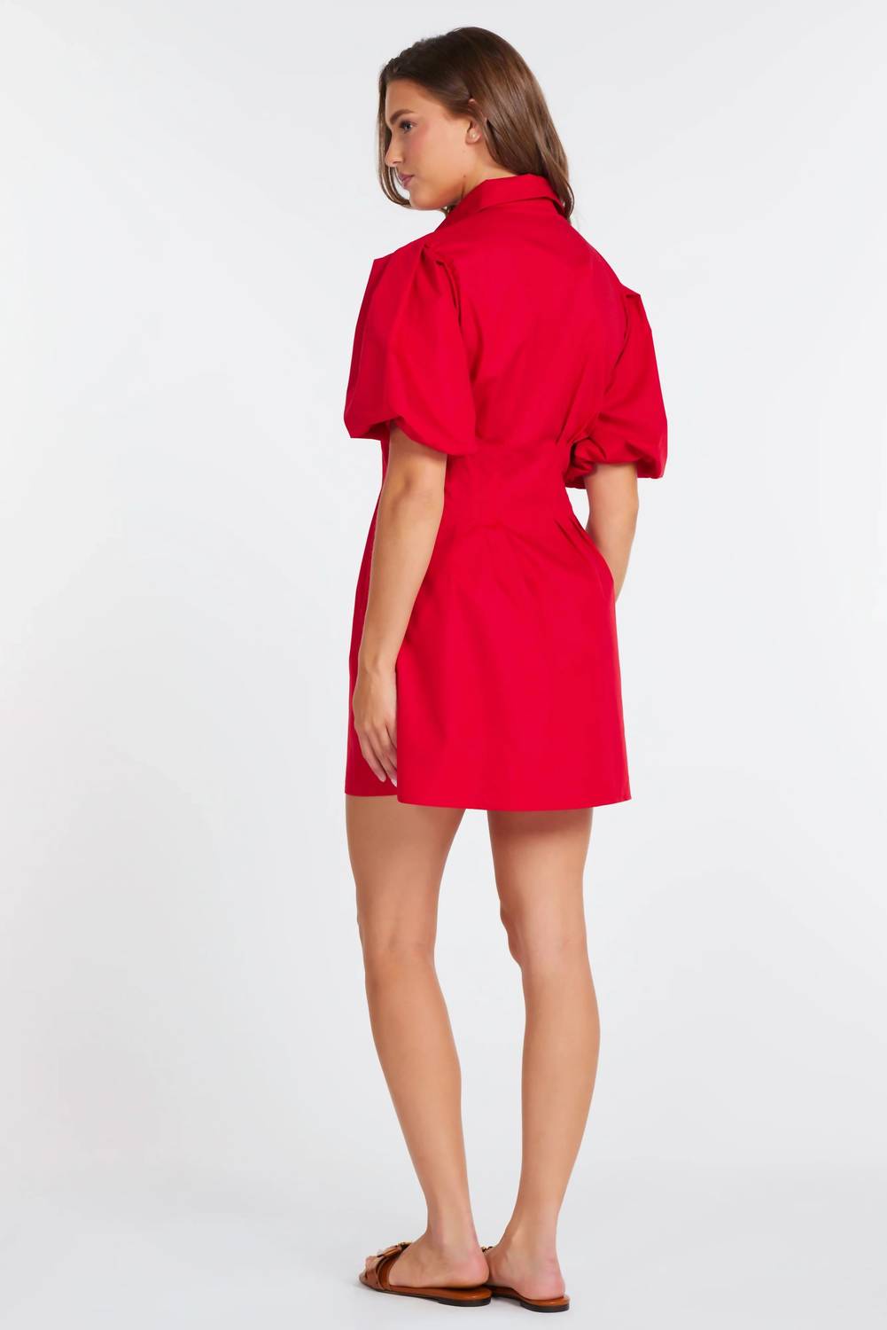 bishop + young Jacqueline Bubble Sleeve Mini Dress in red - women's dress - alternate view