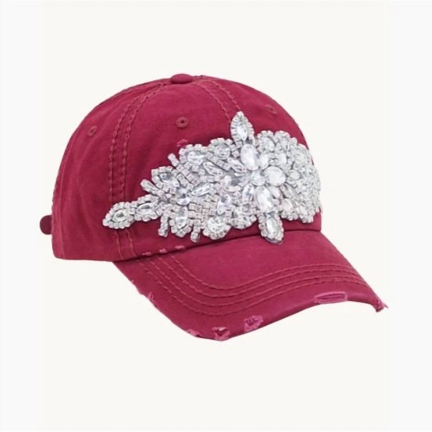 Olive & Pique - Vintage Crystal Embellished Ponytail Baseball Cap