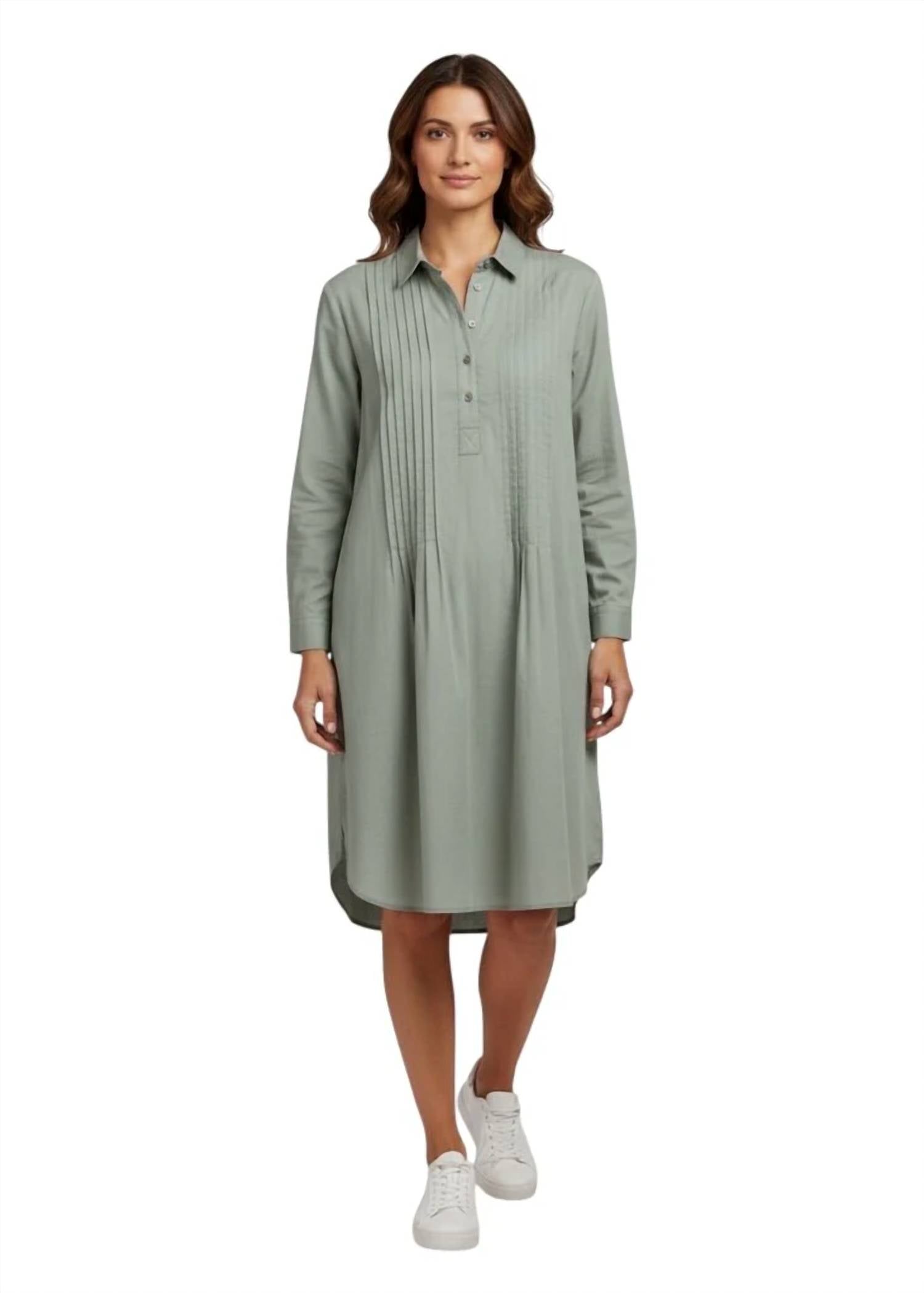 Finley - Belinda Tucked Cotton Long Sleeve Dress