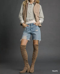 Umgee - Quilted Vest With Leopard
