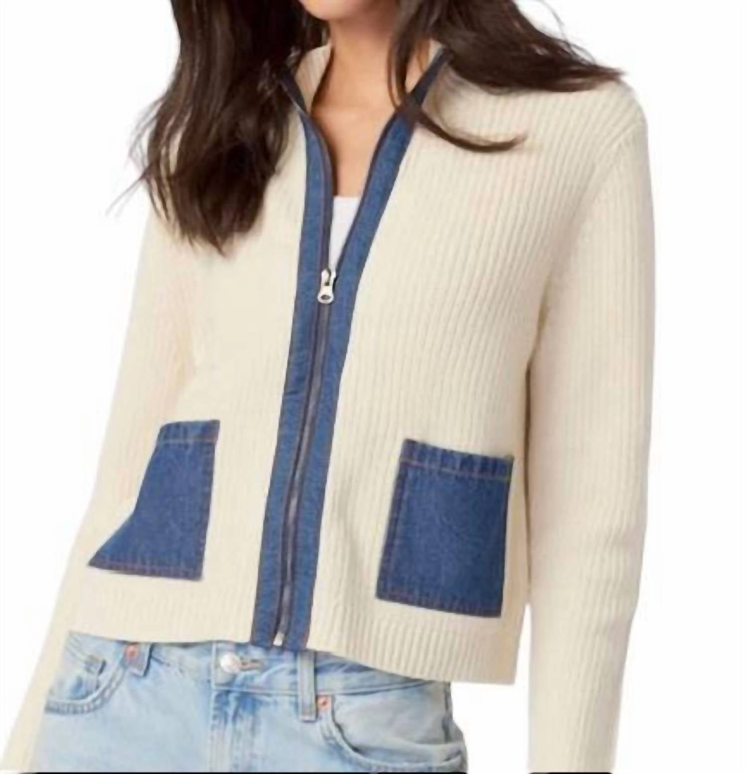 J. Society - Denim 2 Pocket Shaker Zip Front Cardigan