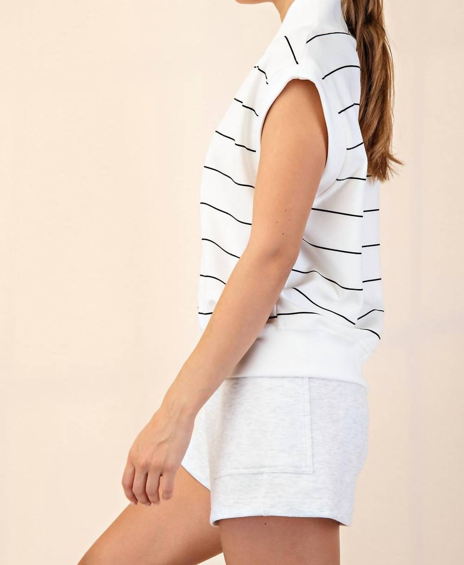 Rae Mode - Modal Scuba Stripe Luxe V-neck Sleeveless Top - Plus