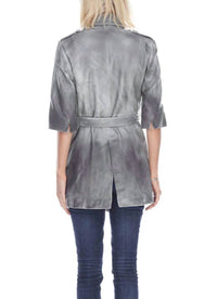 DIP DYE LONG LEATHER COAT