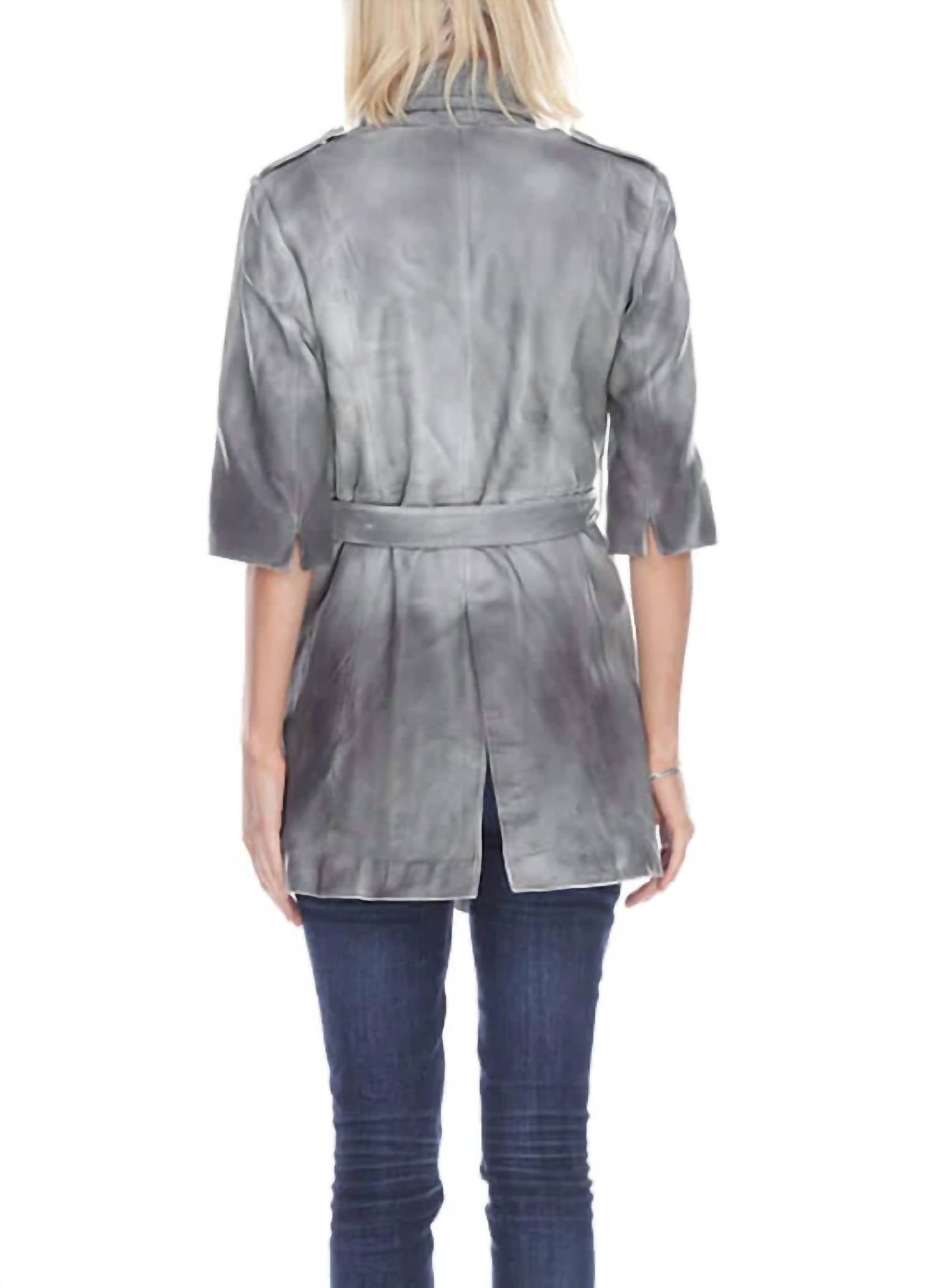 DIP DYE LONG LEATHER COAT