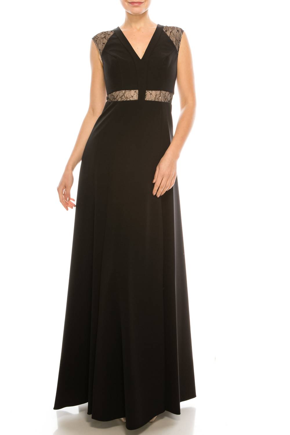 Aidan Mattox - Sleeveless Lace-detail Evening Dress
