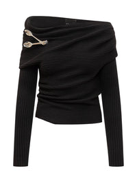 A.W.A.K.E. Mode - Off Shoulder Sweater With Spoon Brooch