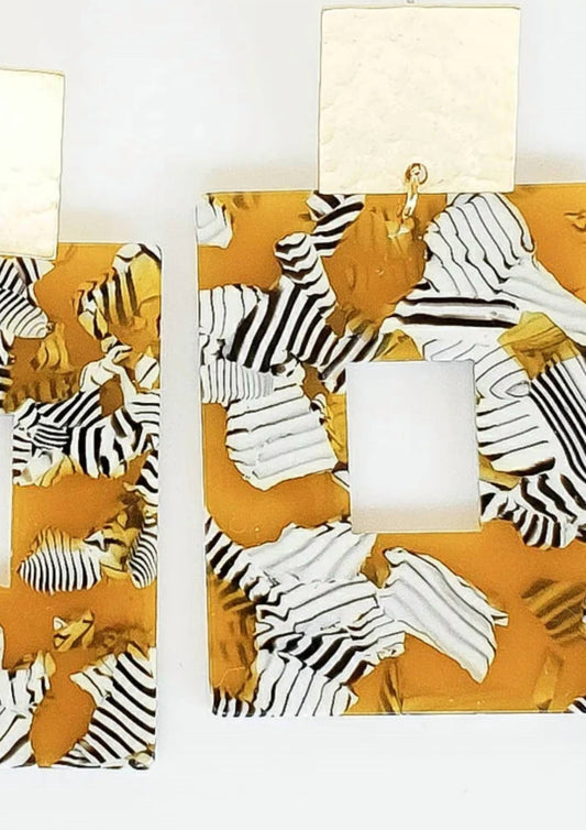 Virtue Jewelry Design - Women's Zebra Rectangle Post Earrings