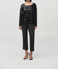 Joseph Ribkoff Sequin Velvet Boxy Top in black - women's long sleeve top