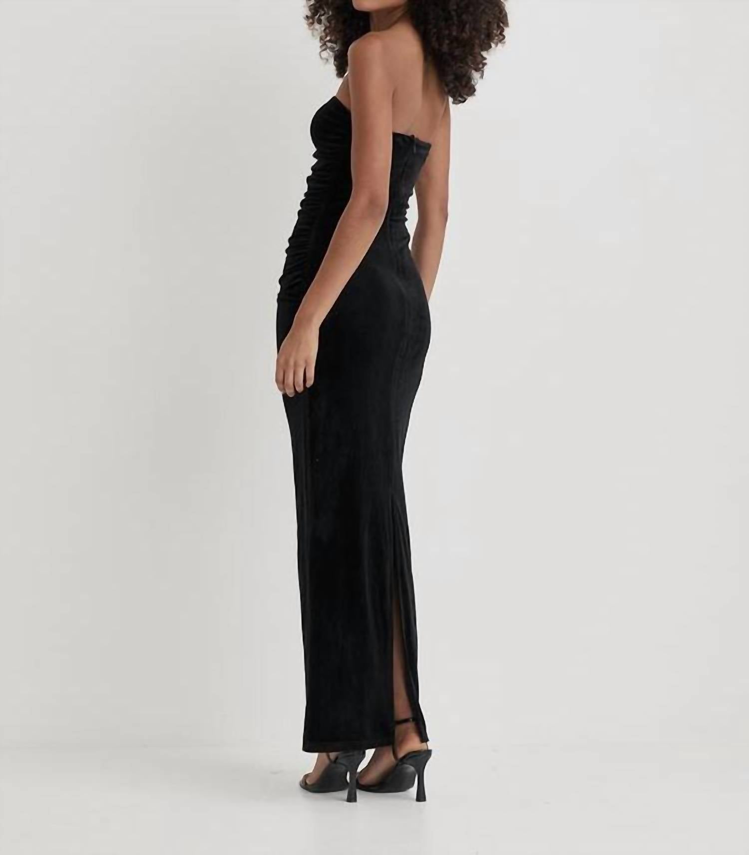 4th & Reckless Ailsa Velvet Maxi Dress in black - women's dress - detail view