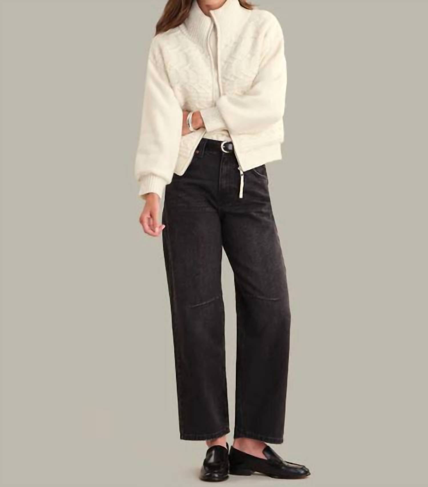 525 America Addison Cable Knit Puffer Jacket in sea salt - women's jacket - alternate view