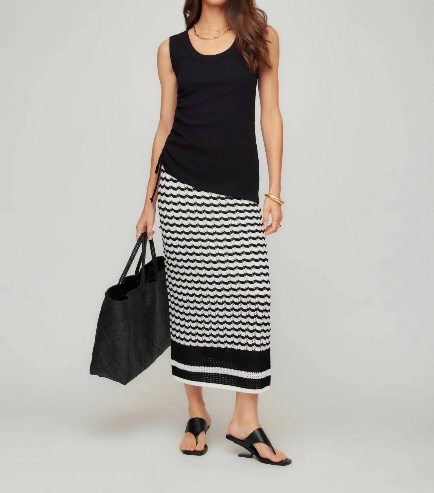Fifteen Twenty Zoe Crochet Midi Skirt in black creme - women's skirt