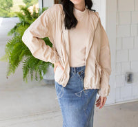 The Workshop Canyon Drift Zip Up Jacket in khaki - women's jacket - detail view