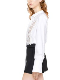 Valentino Lace-bib Tailored Shirt in white - women's blouse - alternate view