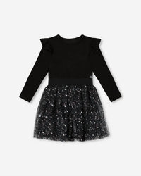 Deux Par Deux - Girls Long Sleeve Dress With Glittering Tulle Skirt