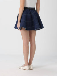 Self-Portrait - Flared Denim Mini Skirt