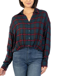 Kut From The Kloth - Tessa Crop Long Sleeve Button Down Top