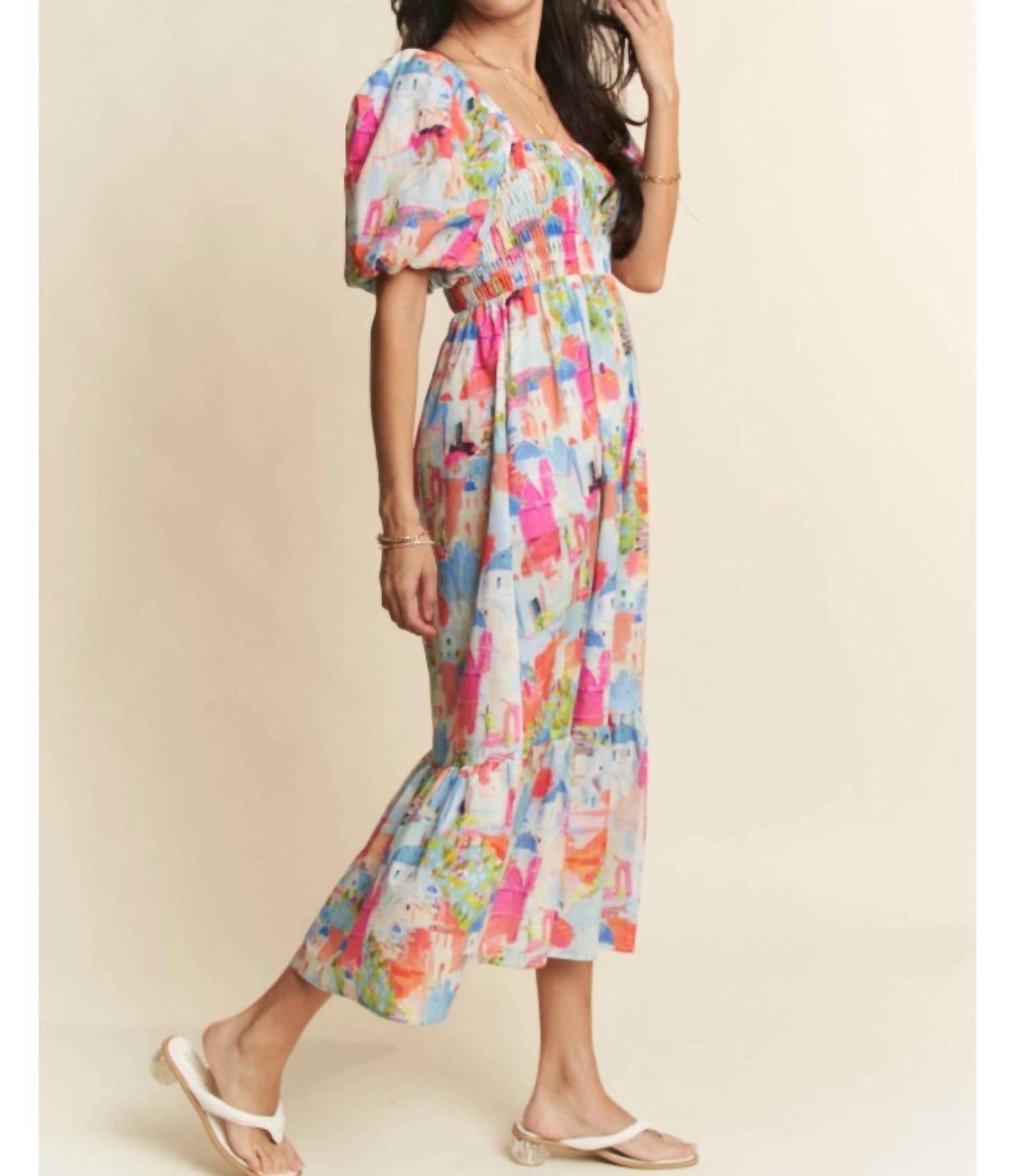 DAVI & DANI Uptown Night Out Maxi Dress in yellow cobalt - women's dress - alternate view