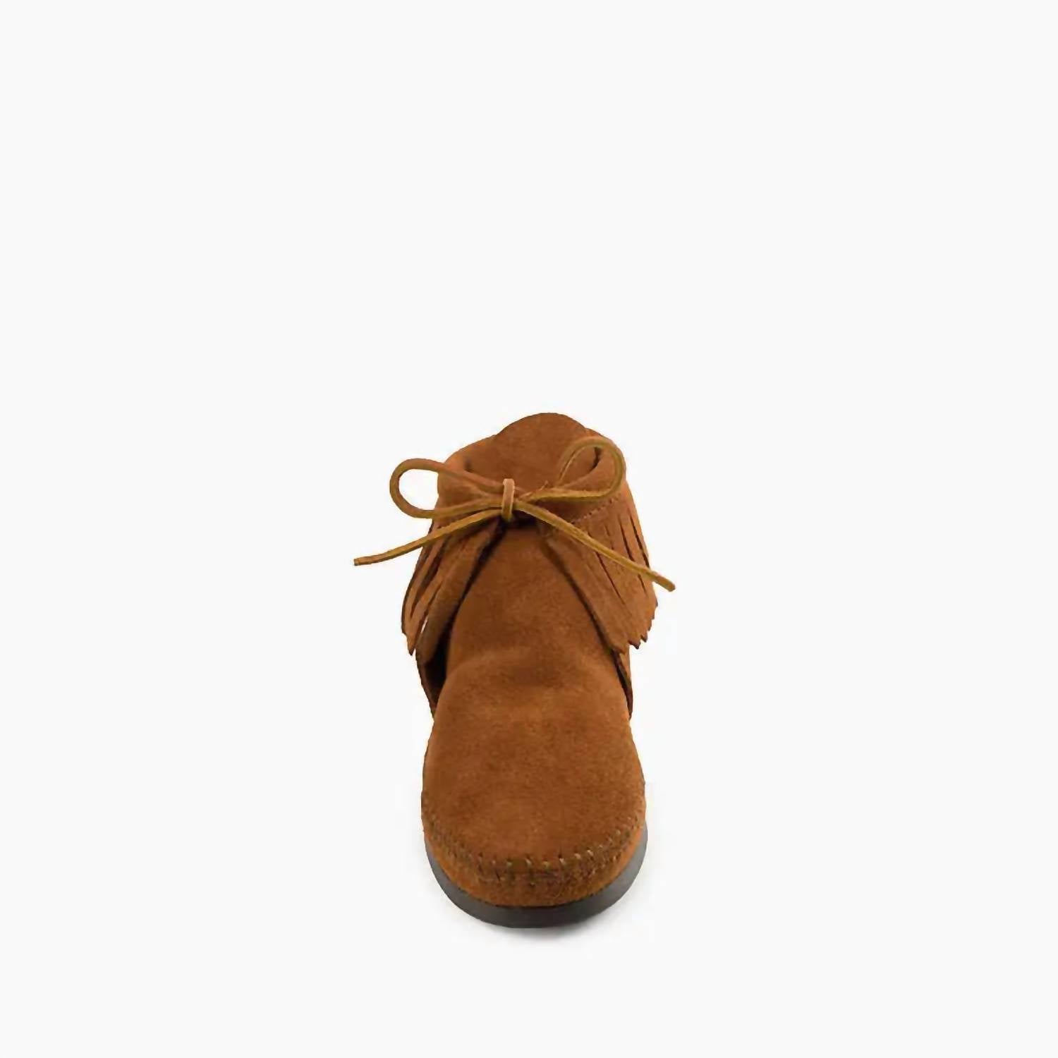 MINNETONKA Women's Classic Fringe Hippy Hardsole Boot in brown - women's shoe - alternate view