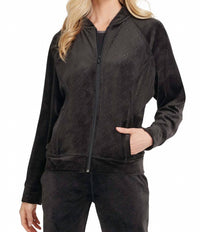 Dkny - Activewear Sport Velour Logo Print Bomber Jacket