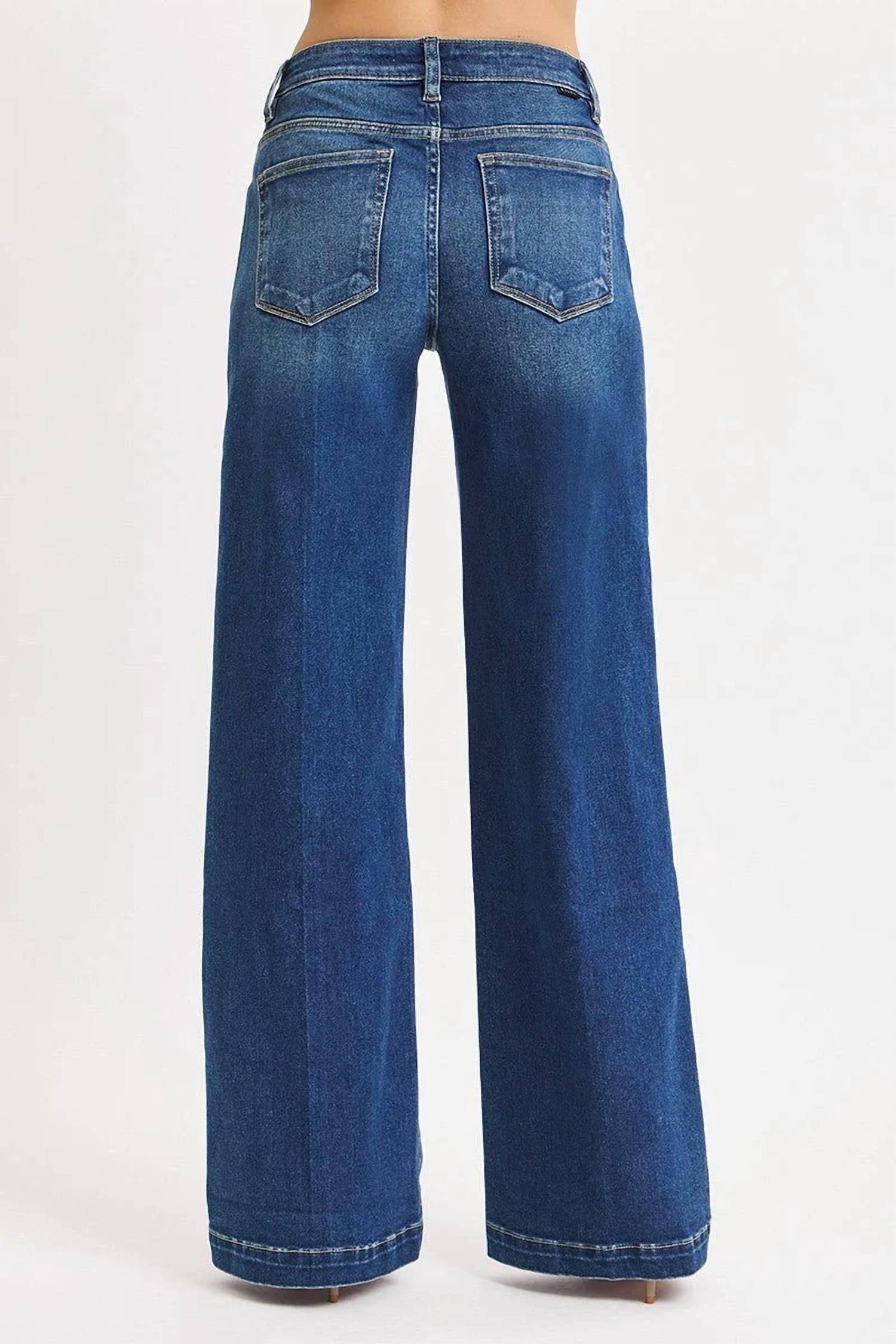 Risen - Mid-rise Wide Iron Press Line Detail Western Jeans