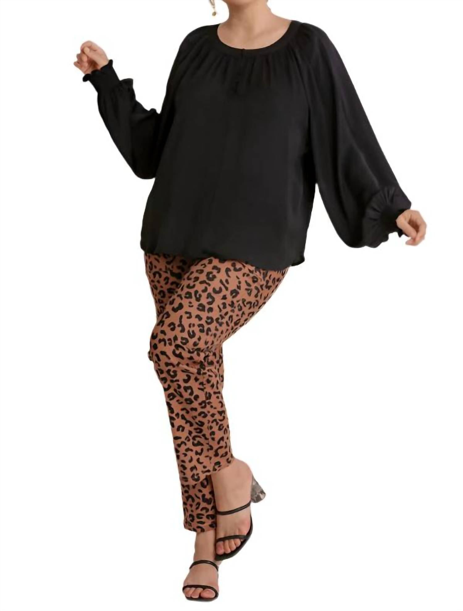 Umgee - Puff Sleeve Satin Blouse