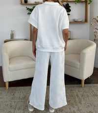 Double Take - Half Zip Ruffle Pant Set
