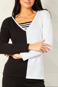 Angel Apparel - Two-Tone Stripe Detail Top