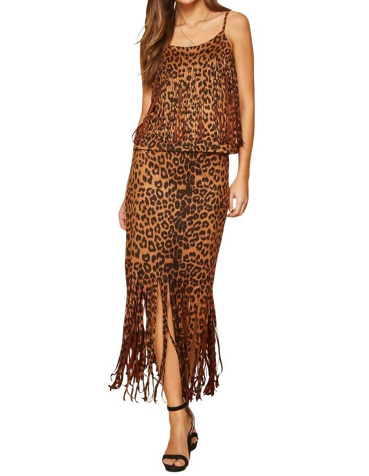 Andree By Unit - Leopard Fringe Skirt