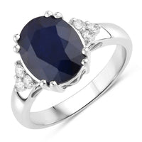 Diana M Jewels Women's Oval Natural Sapphire Fashion Ring (4.50 Ct) - Statement in 14k white gold - women's jewelry